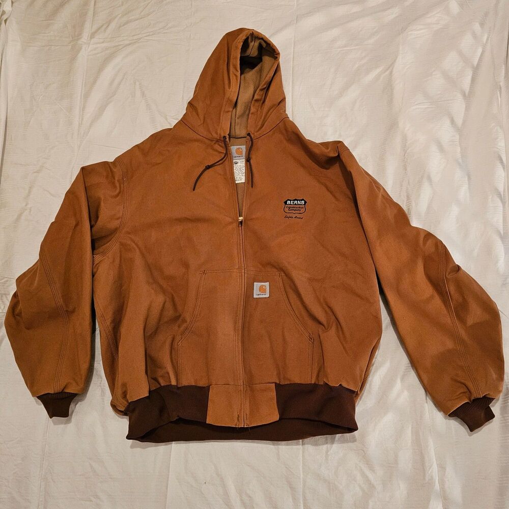 Vtg Carhartt Men’s 4XL J03 BRN Thermal Lined Jacket Workwear Duck USA Hooded